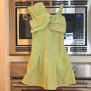 Girl’s Habitual Kid Bright Green Striped Romper 14